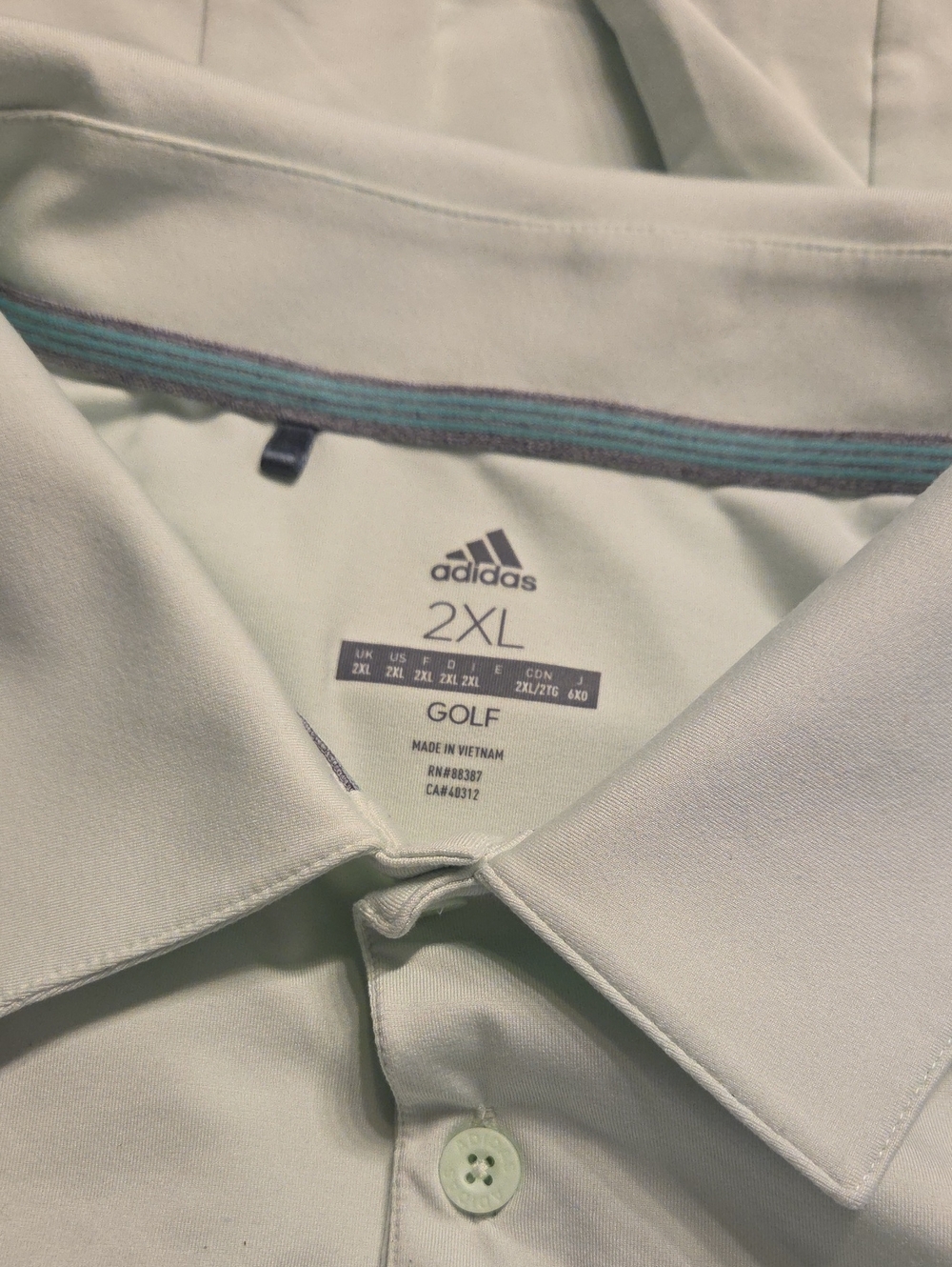 adidas Men’s 2XL Mint Green Golf Polo